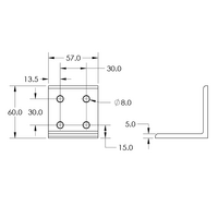 40-533-0 MODULAR SOLUTIONS ANGLE BRACKET 60MM TALL X 60MM WIDE HARDWARE NOT INCLUDED